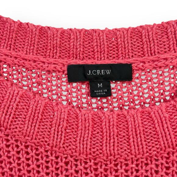 J.Crew Beach Linen Crewneck Open Knit Pullover Sweater Cover Up Pink Size M - Picture 2 of 8